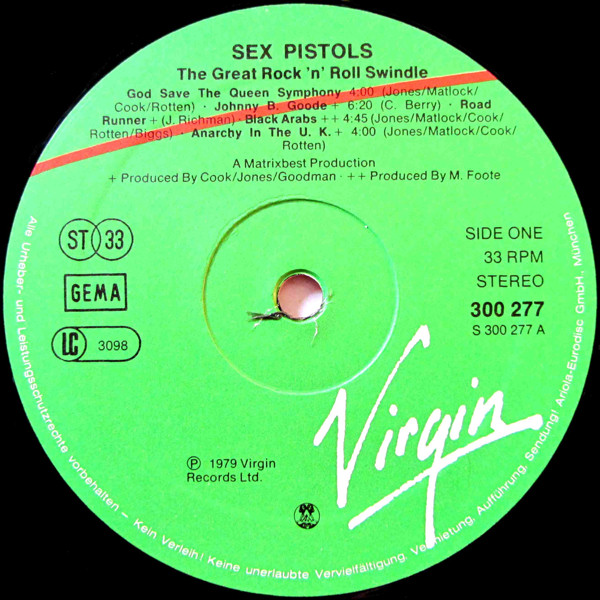 God Save The Sex Pistols The Great Rock N Roll Swindle WEST GERMANY